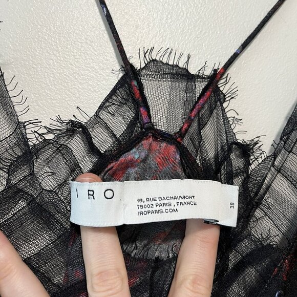 IRO‎ Dasher Floral Lace Cami Top Black Red Size 38 - Picture 3 of 7